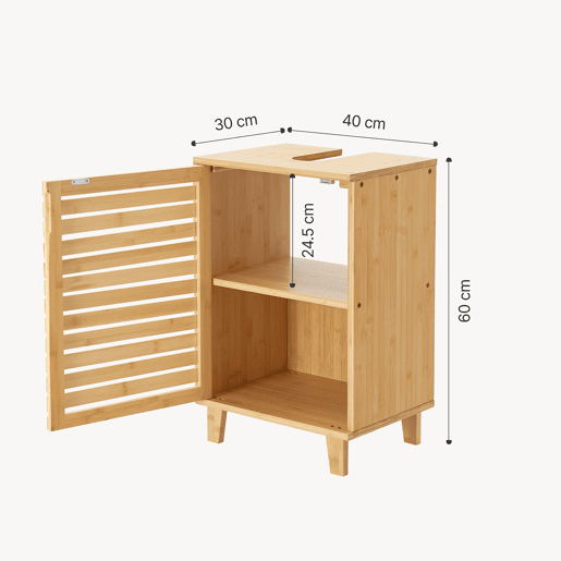 Móvel de apoio Iveland com porta 2 compartimentos fechados bambu 60 x 40 x 30 cm - Natural en.casa