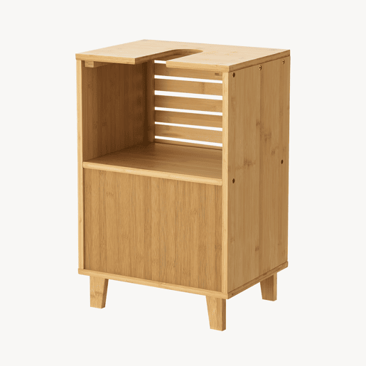 Móvel de apoio Iveland com porta 2 compartimentos fechados bambu 60 x 40 x 30 cm - Natural en.casa
