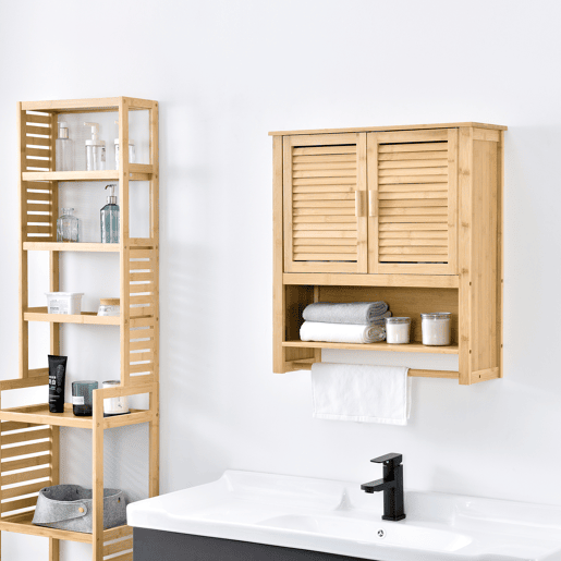 Móvel de casa de banho Tyresö em bambu 66 x 62 x 20 cm natural en.casa