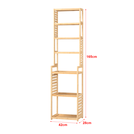 Armário de casa de banho Forssa com 7 níveis em bambu 165 x 42 x 28 cm natural en.casa