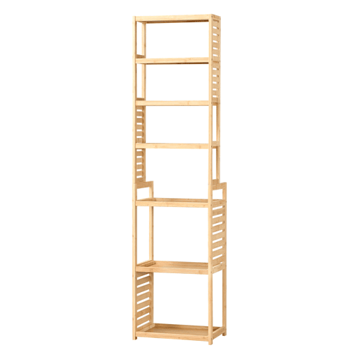 Armário de casa de banho Forssa com 7 níveis em bambu 165 x 42 x 28 cm natural en.casa