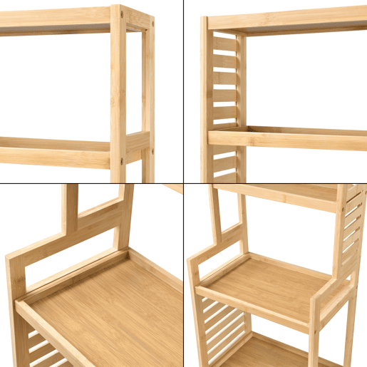 Armário de casa de banho Forssa com 7 níveis em bambu 165 x 42 x 28 cm natural en.casa