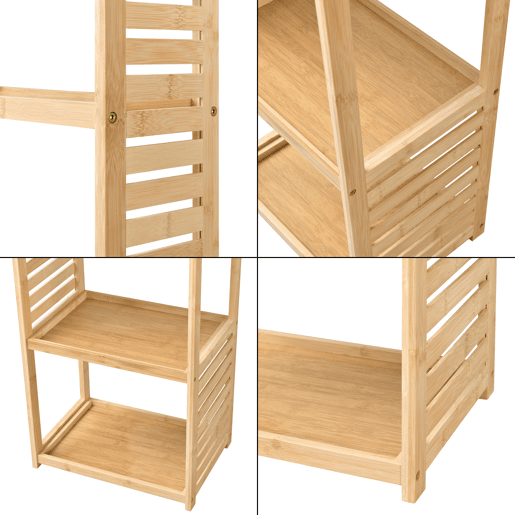 Armário de casa de banho Forssa com 7 níveis em bambu 165 x 42 x 28 cm natural en.casa