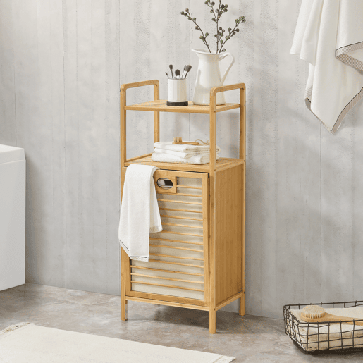 Cesto de roupa de bambu Rendalen 40x30x95 cm en.casa