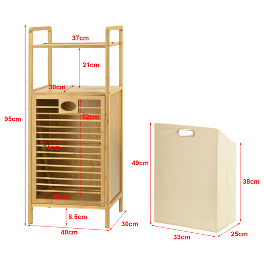 Cesto de roupa de bambu Rendalen 40x30x95 cm en.casa