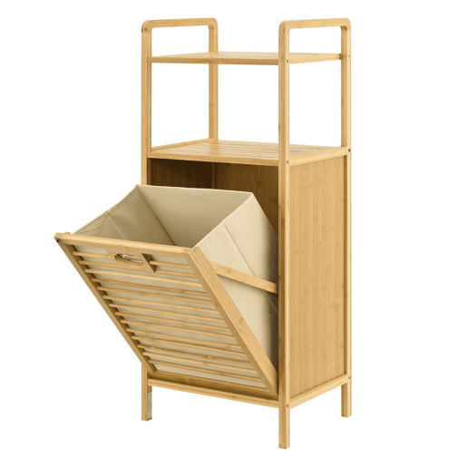 Cesto de roupa de bambu Rendalen 40x30x95 cm en.casa
