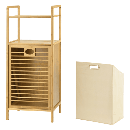 Cesto de roupa de bambu Rendalen 40x30x95 cm en.casa
