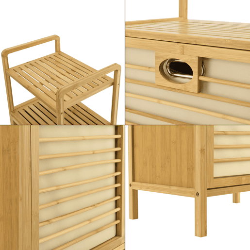 Cesto de roupa de bambu Rendalen 40x30x95 cm en.casa