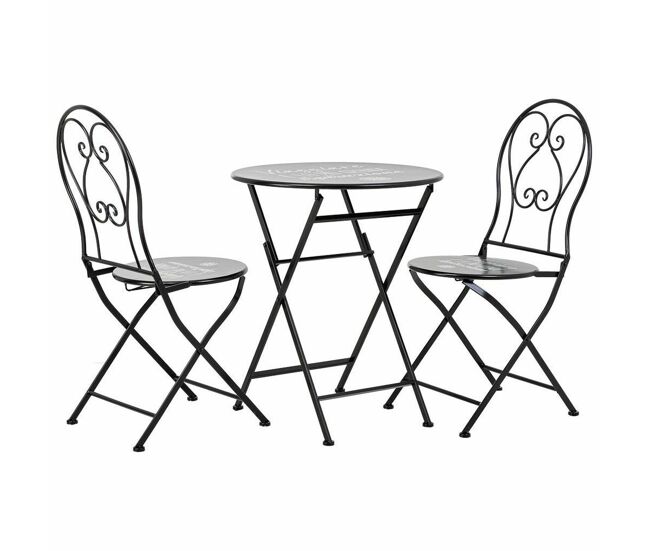 Conjunto de mesa con 2 sillas alexandra house living negro 60 x 75 x 60 cm