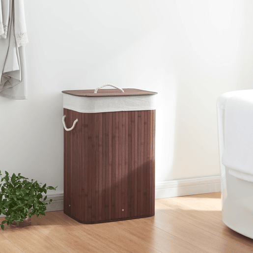 Cesto para roupa suja Salla com saco amovível de bambu e poliéster 60 x 40 x 30 cm (72 L) - Castanho en.casa