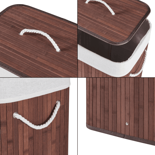 Cesto para roupa suja Salla com saco amovível de bambu e poliéster 60 x 40 x 30 cm (72 L) - Castanho en.casa