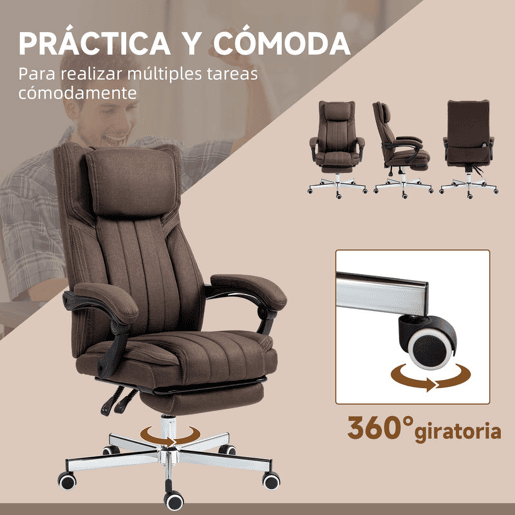 Vinsetto Cadeira de Escritório com 6 Pontos de Massagem por Vibração Cadeira de Escritório Reclinável com Altura Ajustável Controlo Remoto Encosto Alto e Apoio para a Cabeça 65x61x101-113 cm Marrom Vinsetto Cadeira de Escritório com 6 Pontos de Massagem por Vibração Cadeira de Escritório Reclinável com Altura Ajustável Controlo Remoto Encosto Alto e Apoio para a Cabeça 65x61x101-113 cm Marrom