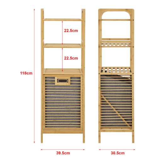Cesto para roupa suja Tidaholm reclinável prateleira com cesto Tidaholm bambu 118 x 40 x 31 cm cinzento natural en.casa