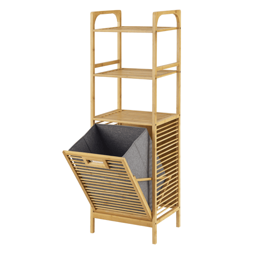 Cesto para roupa suja Tidaholm reclinável prateleira com cesto Tidaholm bambu 118 x 40 x 31 cm cinzento natural en.casa