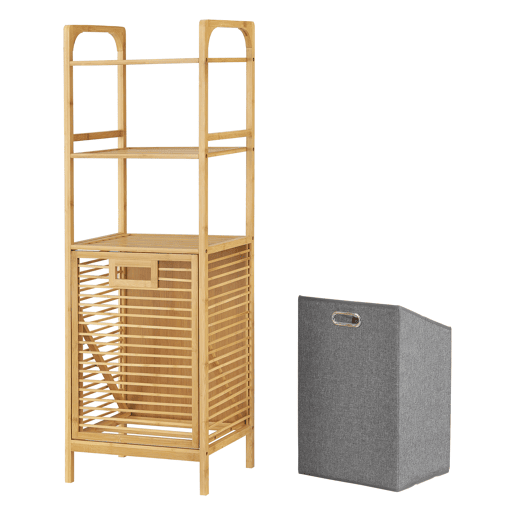 Cesto para roupa suja Tidaholm reclinável prateleira com cesto Tidaholm bambu 118 x 40 x 31 cm cinzento natural en.casa