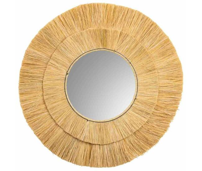 Espejo de pared alexandra house living marrón hierro fibra natural 100 x 3 x 100 cm