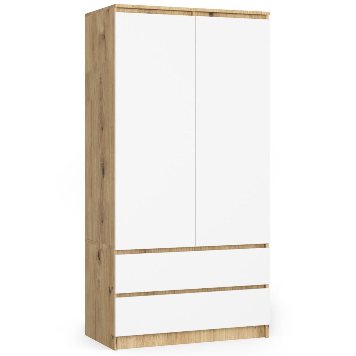Armario S90 AKORD 2 cajones 2 puertas Cashmere 90 Natural/ Blanco