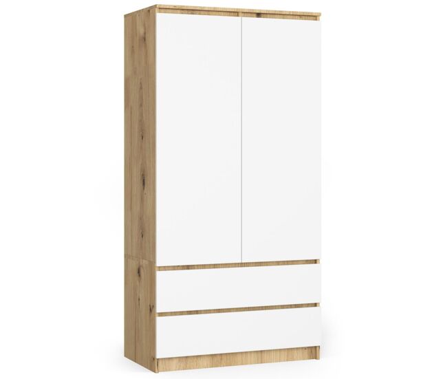 Armario s90 con 2 puertas y 2 cajones color roble artisan, blanco