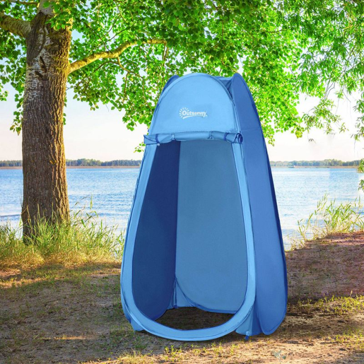 Outsunny Tenda de Duche para Campismo Dobrável Pop UP Tenda de Privacidade com proteção UV e Tecido Impermeável 100x100x185cm Azul