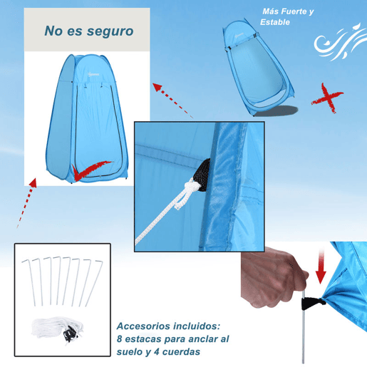 Outsunny Tenda de Duche para Campismo Dobrável Pop UP Tenda de Privacidade com proteção UV e Tecido Impermeável 100x100x185cm Azul