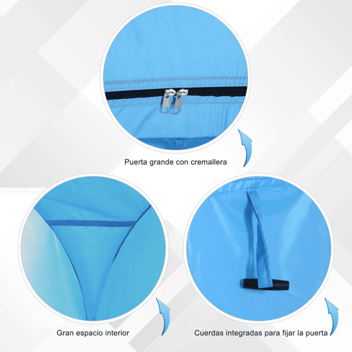 Outsunny Tenda de Duche para Campismo Dobrável Pop UP Tenda de Privacidade com proteção UV e Tecido Impermeável 100x100x185cm Azul