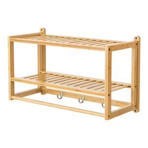 Prateleira de parede Thyborøn com toalheiro e ganchos Bambu 30 x 55 x 23 cm - Natural en.casa