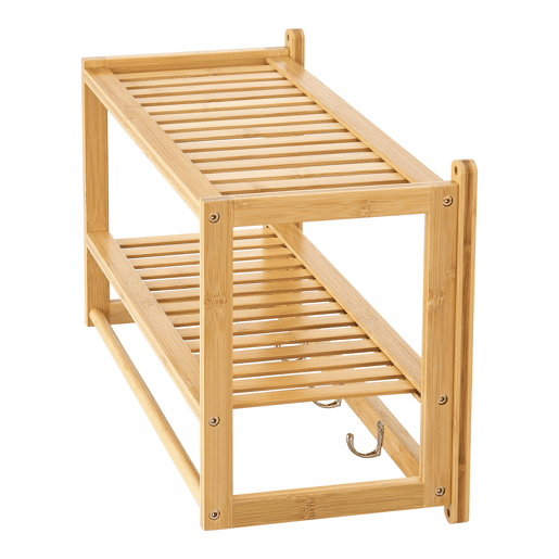 Prateleira de parede Thyborøn com toalheiro e ganchos Bambu 30 x 55 x 23 cm - Natural en.casa