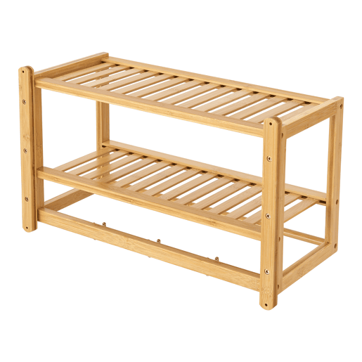Prateleira de parede Thyborøn com toalheiro e ganchos Bambu 30 x 55 x 23 cm - Natural en.casa