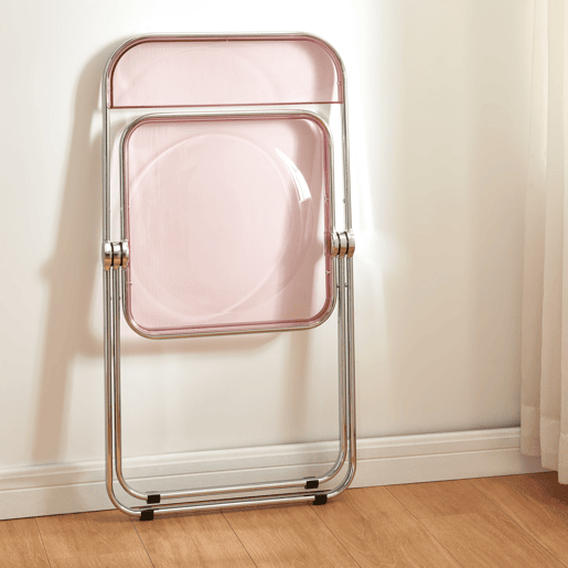 Cadeira dobrável Pornainen aço cromado transparente 74x46x47 cm Rosa - en.casa