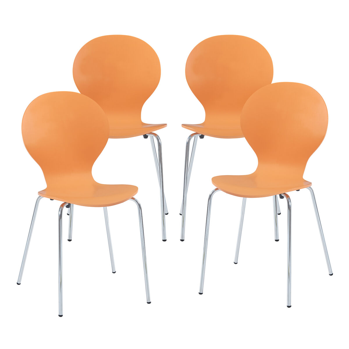 Conjunto de 4 sillas de comedor etne - naranja [en.casa]