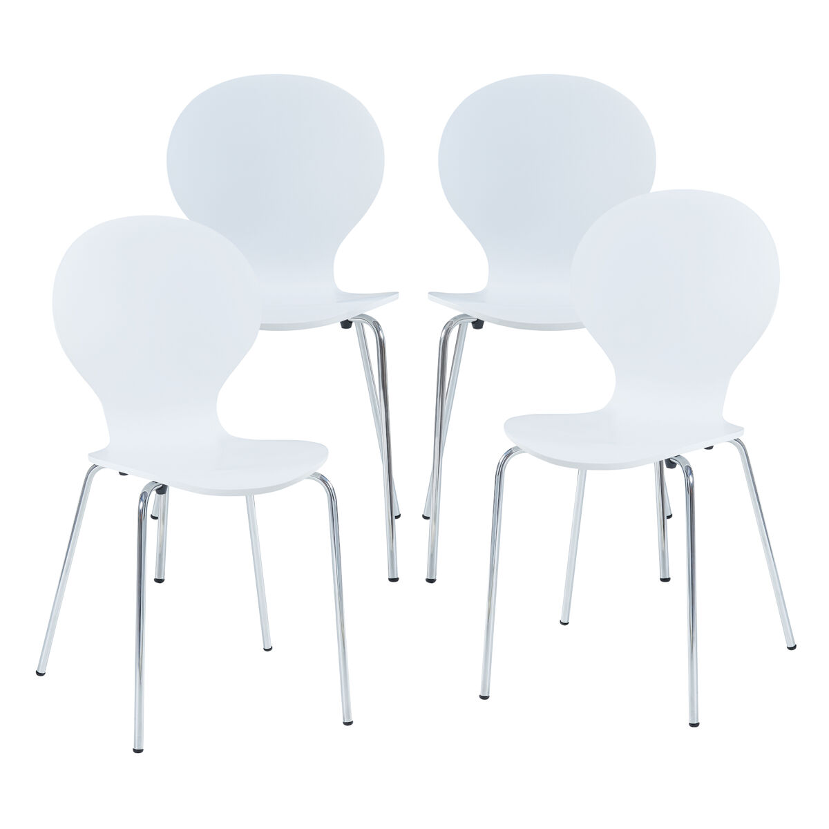 Conjunto de 4 sillas de comedor etne - blanco [en.casa]