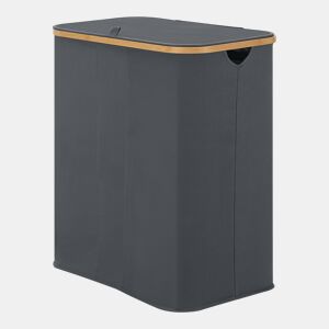 Cesto para roupa suja Rusko com 3 sacos amovíveis Bamboo 600D Oxford 69 x 57 x 37 cm - Cinzento escuro en.casa