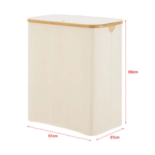 Cesto para roupa suja Rusko com 3 sacos removíveis Bamboo 600D Oxford 69 x 57 x 37 cm - Bege en.casa