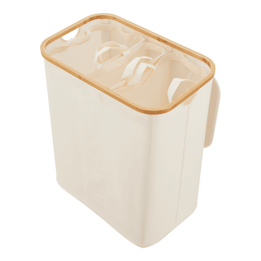 Cesto para roupa suja Rusko com 3 sacos removíveis Bamboo 600D Oxford 69 x 57 x 37 cm - Bege en.casa
