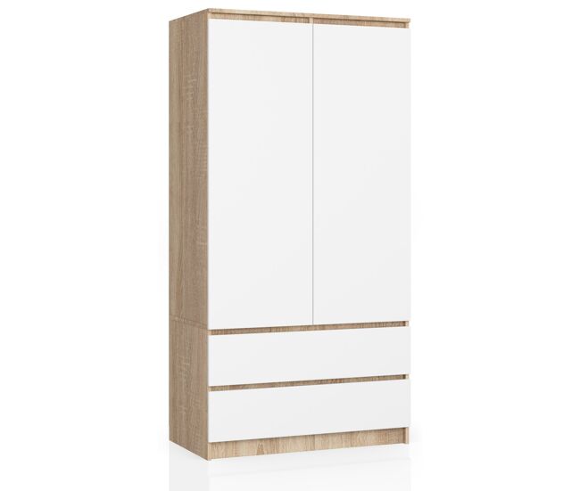 Armario s90 con 2 puertas y 2 cajones color roble sonoma, blanco