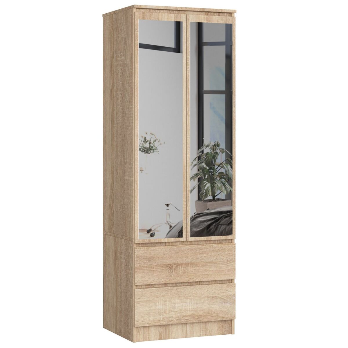 Armario s60 con 2 puertas y 2 cajones color roble sonoma