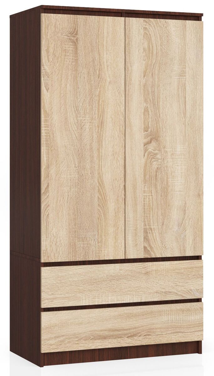 Armario S90 AKORD 2 cajones 2 puertas color Wengue, Blanco 90 Madera