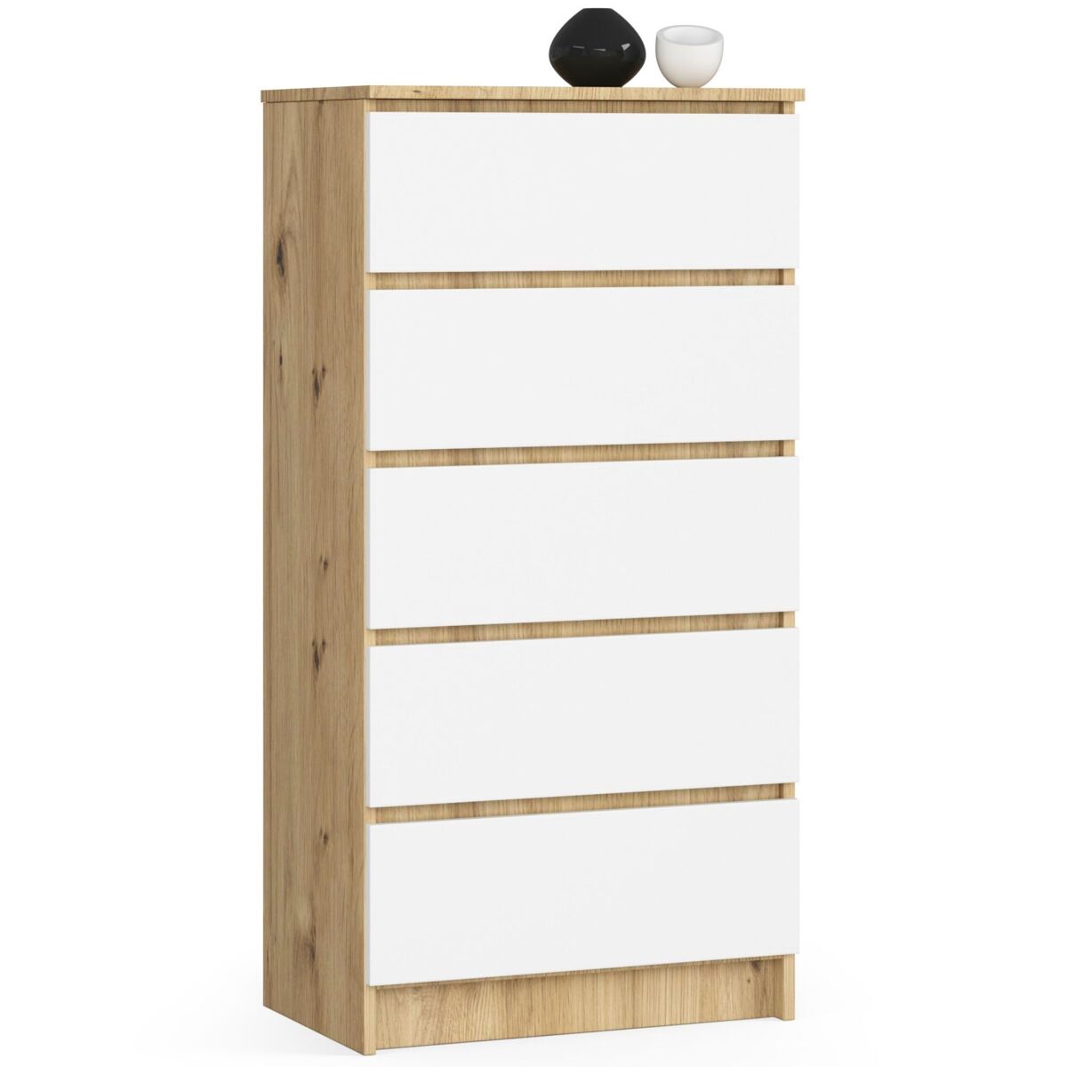 Cómoda K60 AKORD 5 cajones 60 Natural/ Blanco