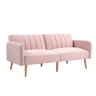 HOMCOM Sofá Cama de 2 Lugares com Encosto Ajustável em 3 Posições Apoio para os Braços Desmontável e Pés de Madeira Sofá Duplo Moderno para Sala de Estar Escritório 173x75x73 cm Rosa