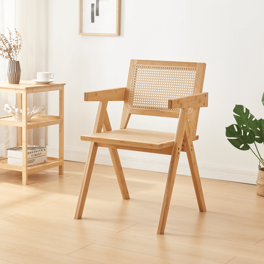 Cadeira de jantar Asikkala bambuplástico 79x50x50 cm - Natural en.casa