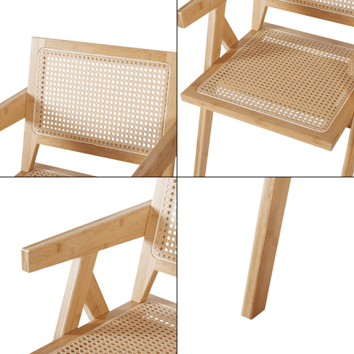 Cadeira de jantar Asikkala bambuplástico 79x50x50 cm - Natural en.casa