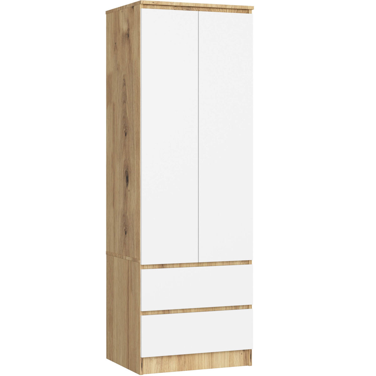 Armario S60 AKORD 2 cajones 2 puertas Roble Artisan, Blanco 60 Natural/ Blanco