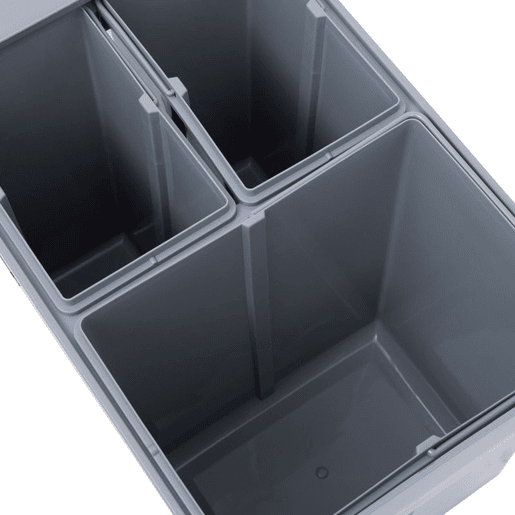HOMCOM Cubos de Lixo para Cozinha com 3 recipientes de Reciclagem Removíveis 1x20L e 2x10L Metal e Plástico 48x34,2x41,8cm Cinza