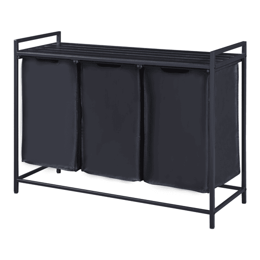 Separador de roupa Saltvik com 3 sacos 45 L metalpoliéster 76 x 103 x 38 cm - Preto en.casa