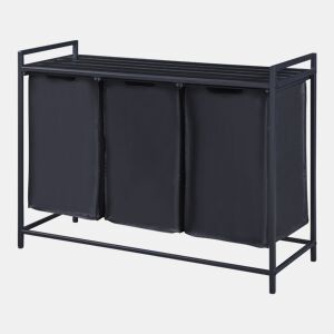 Separador de roupa Saltvik com 3 sacos 45 L metalpoliéster 76 x 103 x 38 cm - Preto en.casa