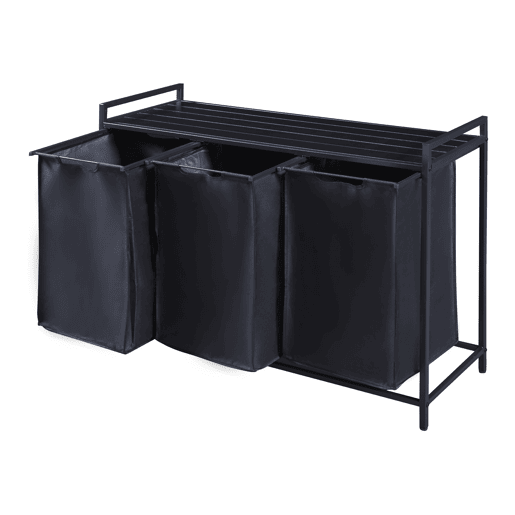 Separador de roupa Saltvik com 3 sacos 45 L metalpoliéster 76 x 103 x 38 cm - Preto en.casa