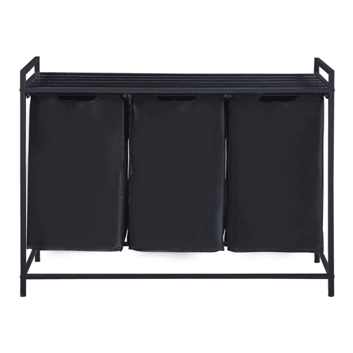 Separador de roupa Saltvik com 3 sacos 45 L metalpoliéster 76 x 103 x 38 cm - Preto en.casa