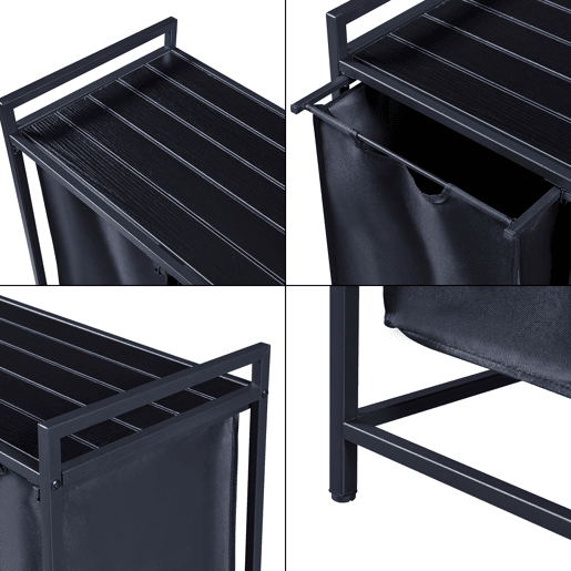 Separador de roupa Saltvik com 3 sacos 45 L metalpoliéster 76 x 103 x 38 cm - Preto en.casa