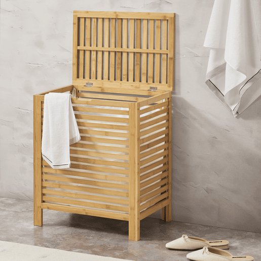 Cesto para roupa suja em bambu Skövde max 65 litros 50,5 x 35,5 x 60 cm en.casa