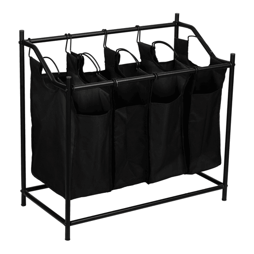 Coletor de roupa Vamdrup 4 sacos metal  poliéster 75 x 78 x 40 cm preto en.casa